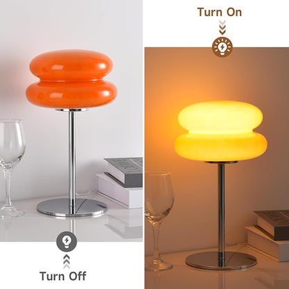 WELIASA Mushroom Lamp Table Lamp for Night Stands,Mid Century Modern Desk Lamps for Bedroom, Vintage Dimmable Bedside Small Cute Lamps, Cool Aesthetic House Warming Gifts New Home Decor (Orange)