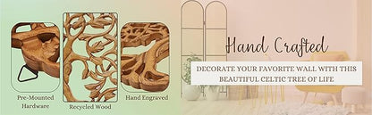DharmaObjects Handcrafted Wooden Celtic Tree Of Life Wall Decor Hanging Art (Brown)