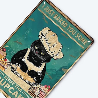 Funny Retro Cat Metal Tin Sign Vintage Kitchen Signs Wall Decor Cat Art Kitty Cats Signs For Home Coffee Bar Cat Art I Just Baked You Some Cakes Sign 8x12 Inch