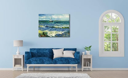 Wieco Art Seascape at Saintes Maries by Vincent Van Gogh Oil Paintings Reproduction Giclee Canvas Prints Sea Pictures on Canvas Wall Art for Living Room Home Office Decorations