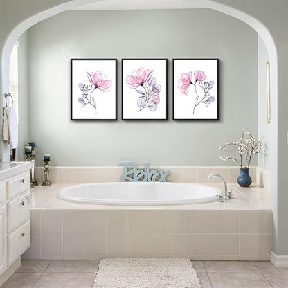 hyidecorart Black Framed Wall Art For Living Room Large Wall Decor For Bedroom Room Decorations Pink Red Flowers Wall Paintings Mural Pictures Artwork Kitchen Home Decor 3 Piece Framed Prints Art