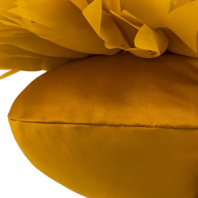 Mustard Yellow 3D Sunflower Round Decorative Throw Pillow Handcrafted Cute Elegant Flower Accent Pillow Boho Farmhouse Floral Cushion for Bed Couch Car Living Room Bedroom Home Decor 12Inch
