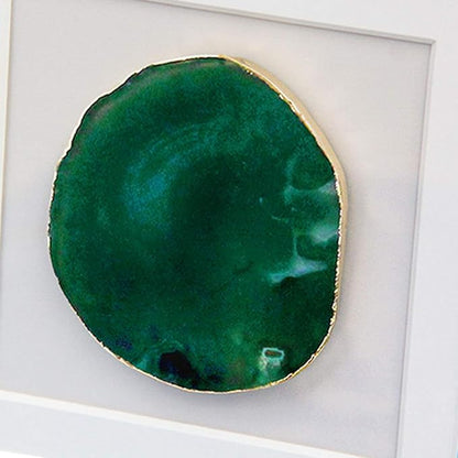Handmade 40x40cm Gold Edge Agate 3d Wall Art with Shadow Box Frame Front Glass for Living Room Bedroom Decoration