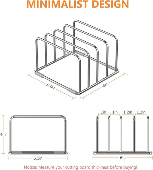 KORRTFID Cutting Board Holder Stand, Chopping Board Storage Rack, Cutting Board Organizer, 304 Stainless Steel Chopping Board Holder, Cookie Sheets Organizer 1.0+1.2 Inch Width Slots(Large)