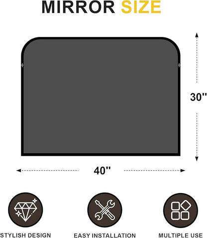 Bathroom Vanity Mirror for Wall, 40" x 30" Black Metal Framed Bathroom Mirror for Mantel, Living Room, Bedroom, Entryway, Fireplace Decor