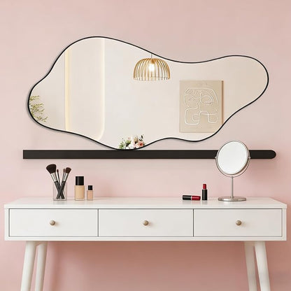 Irregular Frameless Mirror, 47.2"x21.6" Asymmetrical Aesthetic Wall Mirrors, Modern Organic Shape Mirrors for Living Room Bedroom Entryway Hallway, Horizontal or Vertical Hanging
