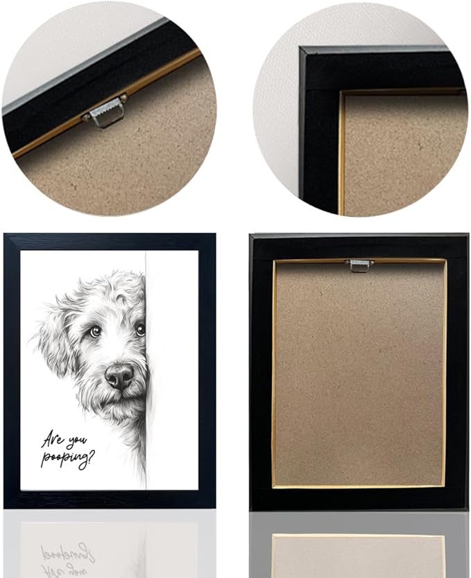 Gongyuanyihao Arts Funny Dog Bathroom Wall Art with Black Frame, Are You Pooping Sign for Farmhouse Restroom Decor, Rustic Humorous Canvas Print Painting Ready to Hang 8"x10"