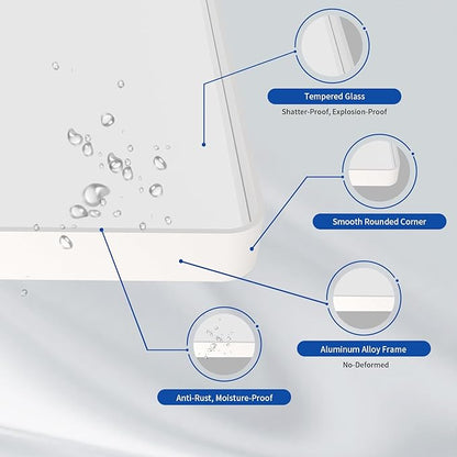 WEER White Bathroom Mirror 40X32 Inch, Rounded Rectangle White Metal Frame Mirror, Matte White Bathroom Vanity Mirror with Tempered Glass, Anti-Rust, Hangs Horizontally or Vertically