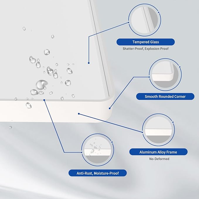 WEER White Bathroom Mirror 24X32 Inch, Rounded Rectangle White Metal Frame Mirror, Matte White Bathroom Vanity Mirror with Tempered Glass, Anti-Rust, Hangs Horizontally or Vertically