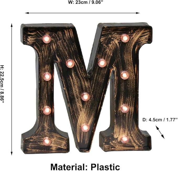 Pooqla Vintage Light Up Marquee Letters with Lights – Illuminated Industrial Style Lighted Alphabet Letter Signs - Coffee Bar Apartment Bedroom Wall Home Initials Decor A-Z