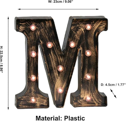 Pooqla Vintage Light Up Marquee Letters with Lights – Illuminated Industrial Style Lighted Alphabet Letter Signs - Coffee Bar Apartment Bedroom Wall Home Initials Decor A-Z