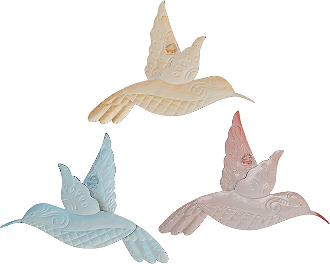 Metal Hummingbird Wall Decor, Outdoor Garden Patio Fence Wall Art,Hanging Decorations for Living Room, Bedroom,3 Pack