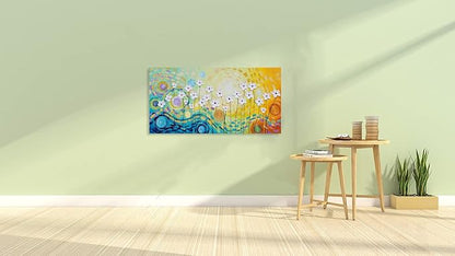 YHSKY ARTS White Flower Oil Paintings with Hand Painted Textured Modern Colorful Canvas Wall Art Contemporary Botanical Pictures Abstract Aesthetic Artwork for Living Room Bedroom Bathroom Decor