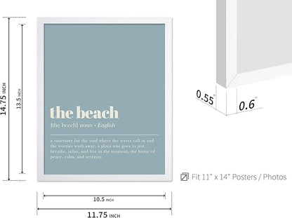 Poster Master Typography Poster - Dictionary Print - Beach Definition, Home of Peace and Calm, Sanctuary, Waves, Soul, Relax - Gift for Family, Friend - Wall Decor for Home, 11x14 White Framed