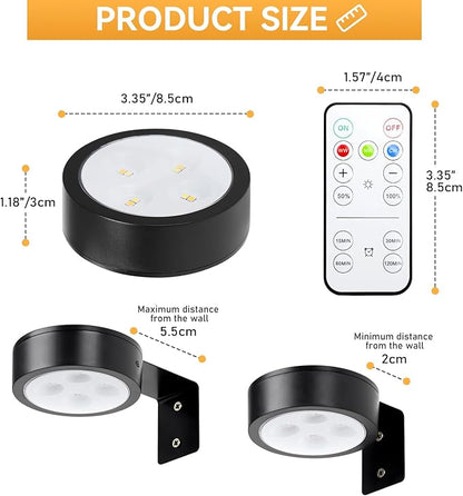 KELUOLY 4-Pack Picture Light Battery Operated with Remote, Led Lights Dimmable and Timer Painting Light, Art Display Light for Picture Frame Artworking Portrait, Home Wall Decor Puck Lights, Black