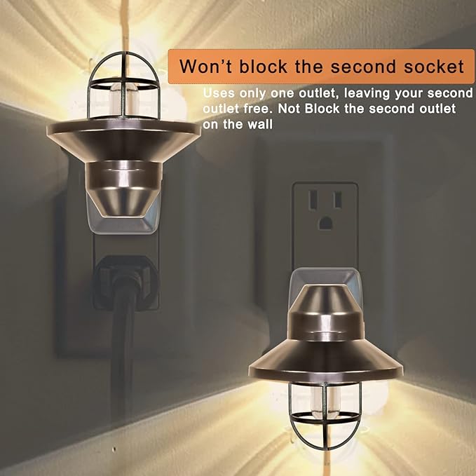 Night Lights Plug into Wall: ETL Night Lights 6 Pack with Dusk to Dawn - Vintage Rustick Farmhouse Night Light 2700K for Kitchen, Hallway, Bedroom, Bathroom Decor