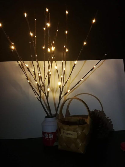 Fantasee 3 Pack 76cm 60 LED Branch Twig Light Tree Light Flexible Branch Decoration Lights for Indoor Home Shop Windows Vase Table Living Room, 5 Colors Available (Warm White)