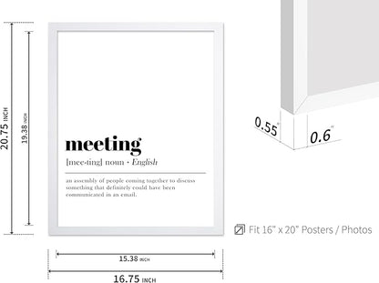 Poster Master Typography Poster - Retro Dictionary Print - Meeting Definition, Assembly of People, Book Page, Funny - Gift for Colleague, Friend - Wall Decor for Home, Office, 16x20 White Framed