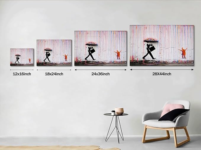 Yatsen Bridge Banksy Pop Street Graffiti Wall Art, Colorful Rain Posters And Prints, Abstract Color Graffiti Art Canvas Paintings On the Wall Art Picture Home Decor - 16x12 inch
