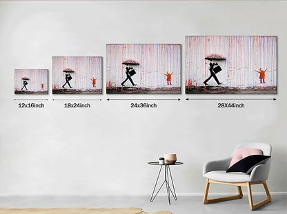 Yatsen Bridge Banksy Pop Street Graffiti Wall Art, Colorful Rain Posters And Prints, Abstract Color Graffiti Art Canvas Paintings On the Wall Art Picture Home Decor - 16x12 inch