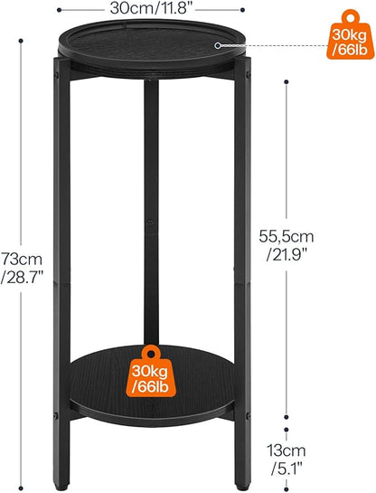 HOOBRO Small Round Side Table for Small Spaces, 28.7" H Tall Coffee Drink Table for Sofa Couch Corner, Circle End Table, Slim Nightstand for Living Room, Bedroom, Black BB167BZ01