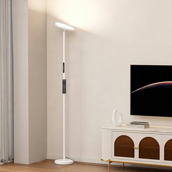 Floor Lamps for Living Room, 32W 3000LM Super Bright LED Torchiere Floor Lamp with Remote & Touch Control, 69" Standing Lamp with 350°Rotating Head, Modern Dimmable Floor Lamp for Bedroom Office