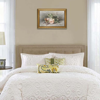 YD&YZY Gold Framed Vintage Wall Art Canvas Still Life Flower Pink Roses Farmhouse Print Art Retro Floral Wall Decor Rustic Cottagecor Painting Picture Print for Dining Room Bedroom 16x24 inch Framed