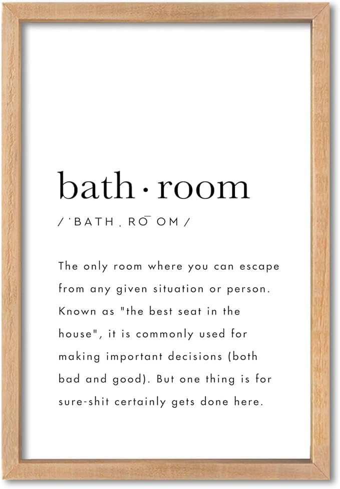 YWMZYKJGS Bathroom Quotes Wall Decor 16"×11" for Toile Restroom Rules Sign Funny black and white Restroom Quotes Modren Bathroom Wall Hanging Art (Wood)