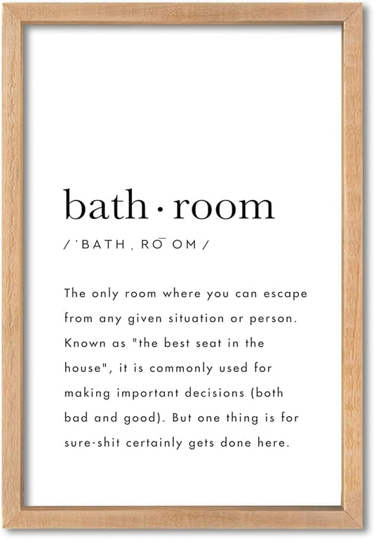 YWMZYKJGS Bathroom Quotes Wall Decor 16"×11" for Toile Restroom Rules Sign Funny black and white Restroom Quotes Modren Bathroom Wall Hanging Art (Wood)
