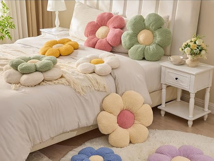 Flower Pillow, Purple Throw Pillows Cute Daisy Decorative Pillow for Bed, Sofa, Couch.19.6" Purple Round Cushion Seating Home Decorative