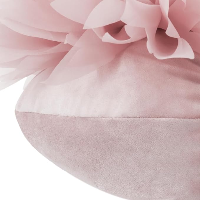 Handmade 3D Flower Throw Pillow Pink Decorative Daisy Floral Accent Pillow Cute Round Velvet Cushion for Bed Couch Car Chair Bedroom Living Room Boho Farmhouse Home Decor 14Inch Rose Gold