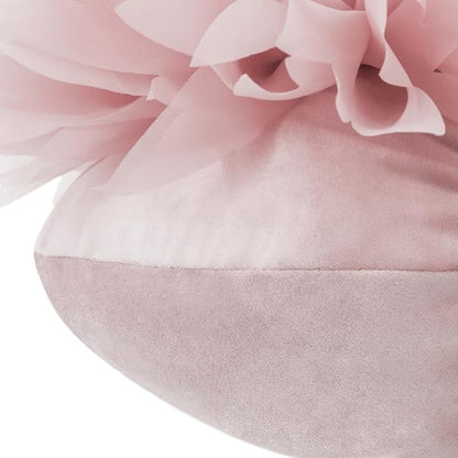 Handmade 3D Flower Throw Pillow Pink Decorative Daisy Floral Accent Pillow Cute Round Velvet Cushion for Bed Couch Car Chair Bedroom Living Room Boho Farmhouse Home Decor 14Inch Rose Gold