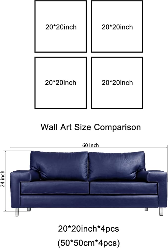 Wieco Art Warm Coffee Giclee Canvas Prints Wall Art Brown Bean Cup Pictures Paintings for Dining Room Kitchen Bar Home Decorations 4 Piece Large Modern Stretched and Framed Contemporary