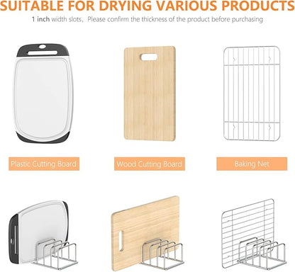 KORRTFID Cutting Board Organizer Stand Holder,304 Stainless Steel Chopping Board Holder,Pot Pan Lid Holder Rack kitchen Shelf Bakeware,Cookie Sheets Organizer (1.0 Inch Width Slots)