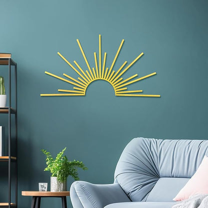 Bnesi Sun Metal Wall Art Sun Wall Decor Gold Metal Decor for Living Room Bedroom Modern Home Decor Unique Housewarming Gift for Minimalist Boho Style Home Art Lovers (Gold)