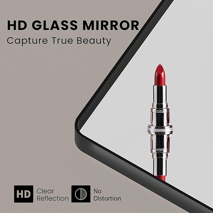 JISOSO Black Bathroom Mirror 72X36 Inch, Black Metal Framed Mirror for Wall, Rounded Rectangle Matte Bathroom Vanity Mirror with Tempered Glass, Anti-Rust, Horizontal/Vertical