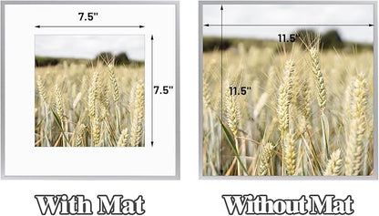 Golden State Art, Gallery Wall Frame Set of 6 - Silver 12x12 Aluminum Photo Frames with Mat for 8x8 Pictures - 12 x 12 inch Metal Frame with Real Glass Cover - Elegant Home or Office Decor