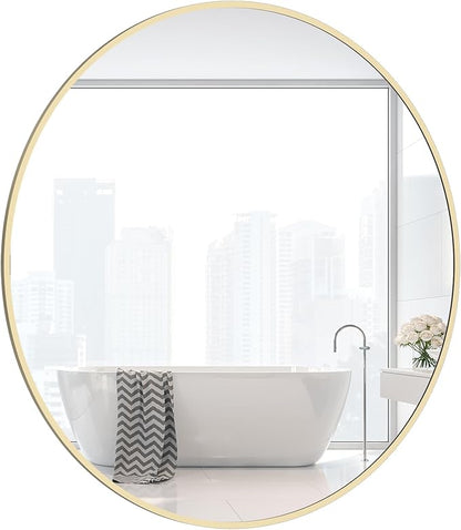 WallBeyond 24 inch Round Mirror Gold Circle Wall Mirror for Bathroom with Metal Framed, Round Wall Mirror for Wall Decor, Vanity, Entryway Living Room