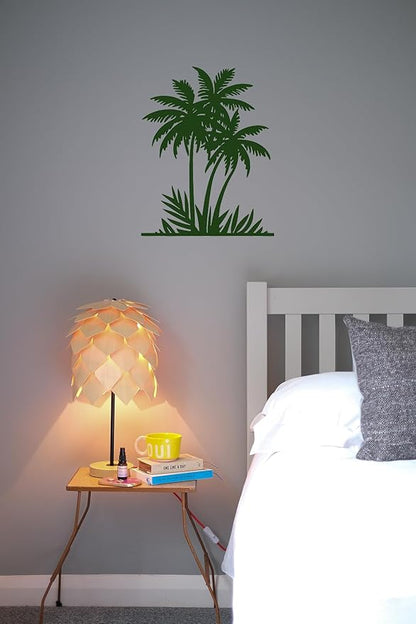 Benziso Metal Palm Tree Wall Art Tropical plants Wall Decor Beach Theme Wall Sculptures Coastal Wall Hanging for Bathroom Living Room Indoor Outdoor (Green)