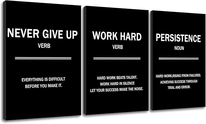 3 Pieces Inspirational Canvas Wall Art Motivational Quotes That Make People Passionate Signs of Success Posters Print Artwork for Office Bedroom Bathroom Wall Picture Ready to Hang [60''W x 28''H]