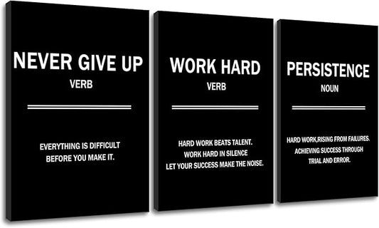 3 Pieces Inspirational Canvas Wall Art Motivational Quotes That Make People Passionate Signs of Success Posters Print Artwork for Office Bedroom Bathroom Wall Picture Ready to Hang [60''W x 28''H]