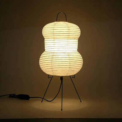 Japanese Noguchi-Inspired Table Lamp – Zen Rice Paper Lantern, Warm Light for Bedroom, Living Room, or Office, Modern Japandi Decor (Hourglass)