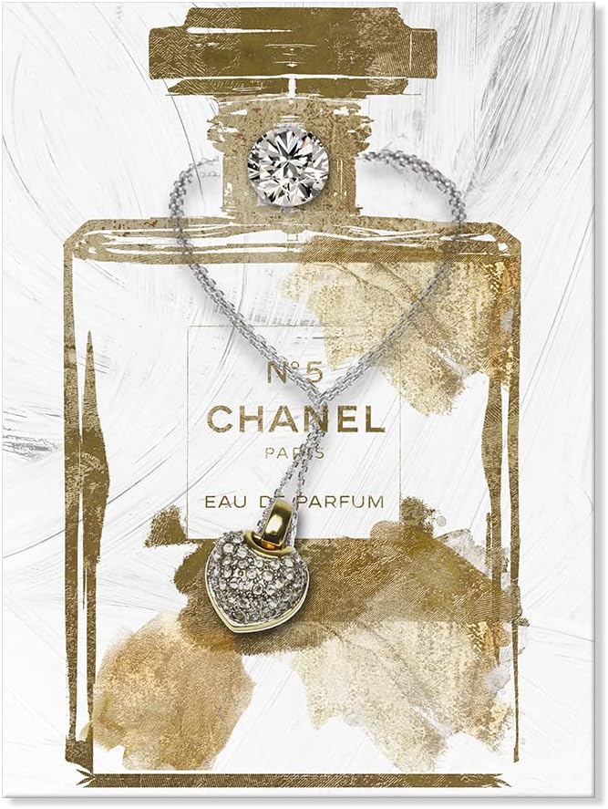 Vintage Perfume Bottle Canvas Wall Art Modern Luxury Posters Print Fashion Glam Poster Picture for Bedroom Make up Room Home Decor 24"x36"