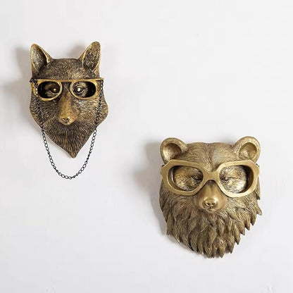 Animal Heads Wall Decor, Deer Head Wall Mount, Resin Animal Sculptures Head Wall Hanging Decoration for Family Living Room Bedroom Bathroom Kitchen Gift (Fox)