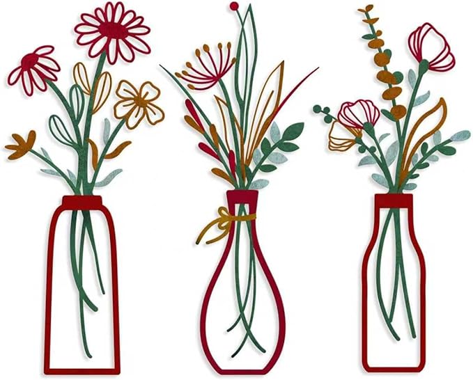 PAASTAI 3 Pieces Metal Flowers Wall Art - Minimalist Farmhouse Wall Hanging Decor for Living Room, Bedroom, Kitchen, Bathroom, Hallway - Floral Home and Office Decor (DK-04)