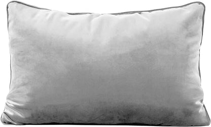 FDP 16" x 24" Velvet Rectangle Lumbar Pillow Set with Piping; Decorative Throw Pillow for Home Décor in Living Room, Bedroom or Lounge (2-Pack) - Sterling, 15160-344