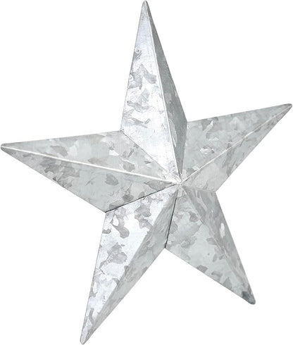 VHC Brands Patriotic Faceted Metal Star Galvanized Wall Hanging 8x8, Independence Day Decor, American Star Design, Distressed Appearance Metal Wall Hanging