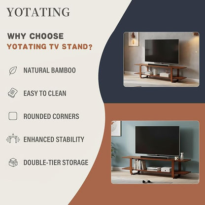TV Stand for 65 inch TVs, Large Media TV Console with Storage Shelf, Modern Entertainment Center TV Stands for Living Room, Bedroom, 55" TV Table, Classic Walnut