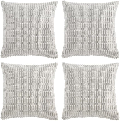 Fancy Homi 4 Packs Decorative Throw Pillow Covers for Living Room Couch Bed, Modern Farmhouse Boho Home Décor Accent Cushion Case, 16" x 16", White