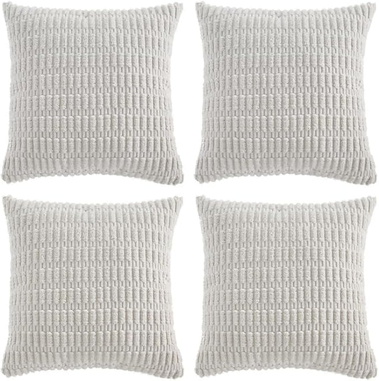 Fancy Homi 4 Packs Decorative Throw Pillow Covers for Living Room Couch Bed, Modern Farmhouse Boho Home Décor Accent Cushion Case, 16" x 16", White